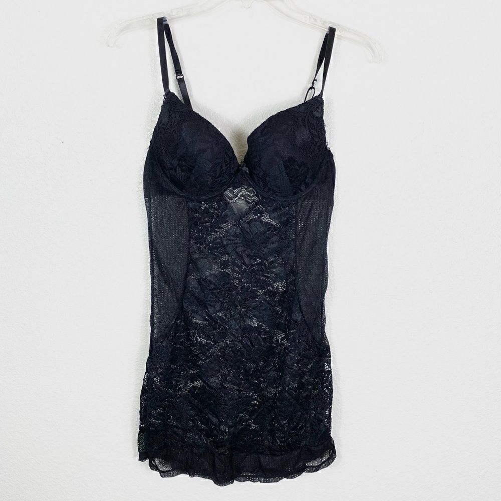 Black Sheer Lace Bra Chemise